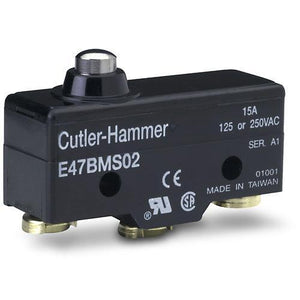 Cutler Hammer   E47BMS02     Straight Plunger Limit Switch 1 NO 1 NC 15A 125 or 250VAC