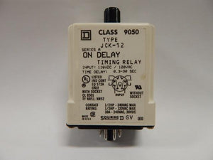 Square D   9050JCK-12     On Delay Solid State Timing Relay 8 Pin 120V 03-30 Sec