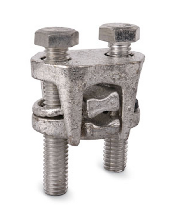 Burndy   KVSU28     Two Bolt Copper Alloy Connector With Spacer 10-40 Main 6-40 Tap Dual Rated AL