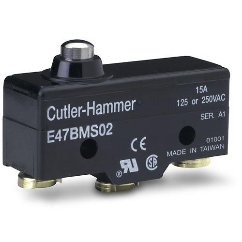 Cutler Hammer   E47BMS02     Straight Plunger Limit Switch 1 NO 1 NC 15A 125 or 250VAC