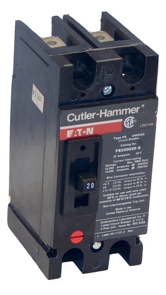 Cutler Hammer   FS220020A     20A 2 Pole 240V Circuit Breaker